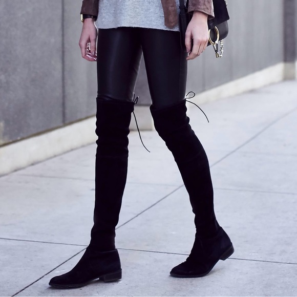 Stuart Weitzman Lowland Over the Knee Black Suede Boots